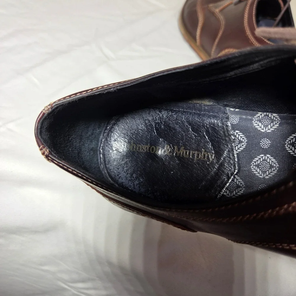 Johnston & Murphy Mens 11M Burgundy Leather Wingtip Oxford Dress Shoes 59-2218